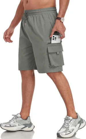 ZAFUL Mens Casual Shorts Flat Pocket Zipper Cargo Shorts Fashion Summer Short Drawstring Outdoor Twill Shorts with 6 Pockets